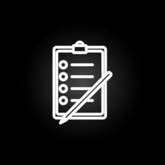 Poster - Tests neon icon. Elements of education set. Simple icon for websites, web design, mobile app, info graphics