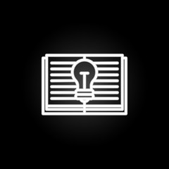 Poster - Bulb on a notebook neon icon. Elements of education set. Simple icon for websites, web design, mobile app, info graphics