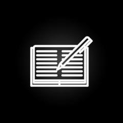 Poster - Pen and notebook neon icon. Elements of education set. Simple icon for websites, web design, mobile app, info graphics