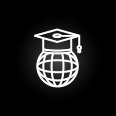 Poster - Global learning neon icon. Elements of education set. Simple icon for websites, web design, mobile app, info graphics