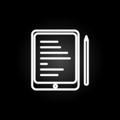 Poster - The tablet neon icon. Elements of education set. Simple icon for websites, web design, mobile app, info graphics