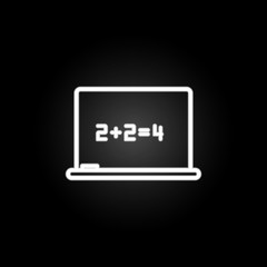 Poster - Equation on board neon icon. Elements of education set. Simple icon for websites, web design, mobile app, info graphics