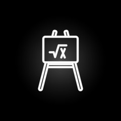 Poster - An easel and a mathematical equation neon icon. Elements of education set. Simple icon for websites, web design, mobile app, info graphics