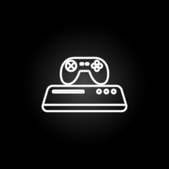 Poster - game console neon icon. Elements of gaming set. Simple icon for websites, web design, mobile app, info graphics