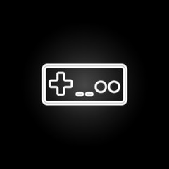 Poster - gaming console neon icon. Elements of gaming set. Simple icon for websites, web design, mobile app, info graphics