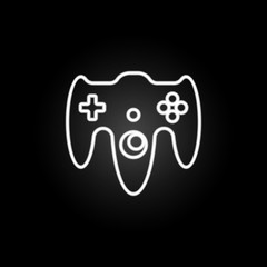 Poster - gaming console neon icon. Elements of gaming set. Simple icon for websites, web design, mobile app, info graphics