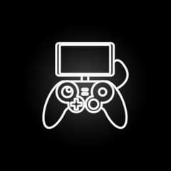 Poster - game console neon icon. Elements of gaming set. Simple icon for websites, web design, mobile app, info graphics