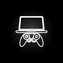 Poster - video game on the laptop neon icon. Elements of gaming set. Simple icon for websites, web design, mobile app, info graphics