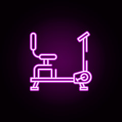 Poster - bike, exercise neon icon. Elements of gym set. Simple icon for websites, web design, mobile app, info graphics