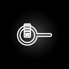 Poster - hotel search neon icon. Elements of hotel set. Simple icon for websites, web design, mobile app, info graphics