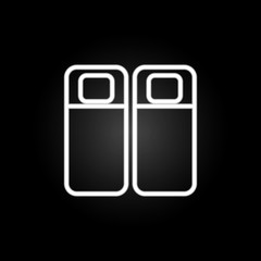 Poster - twin beds neon icon. Elements of hotel set. Simple icon for websites, web design, mobile app, info graphics