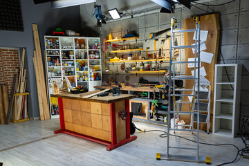 carpentry workshop equipped with the necessary tools