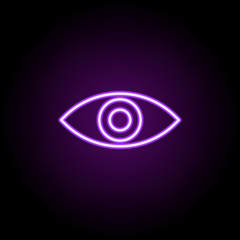Poster - red eye neon icon. Elements of photography set. Simple icon for websites, web design, mobile app, info graphics