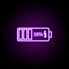 Poster - battery charging neon icon. Elements of photography set. Simple icon for websites, web design, mobile app, info graphics