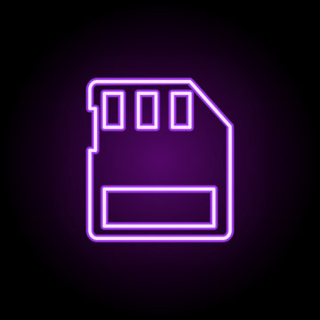 memory card neon icon. Elements of photography set. Simple icon for websites, web design, mobile app, info graphics