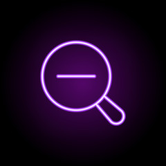 Poster - magnifying glass neon icon. Elements of photography set. Simple icon for websites, web design, mobile app, info graphics
