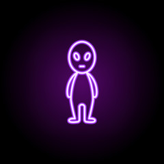 Poster - alien neon icon. Elements of Cartooning space set. Simple icon for websites, web design, mobile app, info graphics