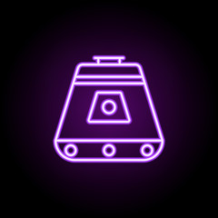 Poster - spaceship neon icon. Elements of Cartooning space set. Simple icon for websites, web design, mobile app, info graphics