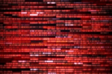 Leinwandbilder - corrupted data. red binary code with missing pieces. computer technology problem virus error darknet and hacking background. computer language data transfers. network hacked compromised.
