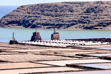 Wall Mural - Lanzarote saltworks salinas de Janubio colorful Canary Islands