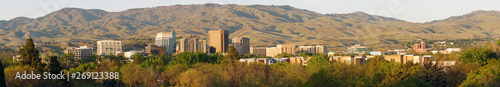 Fotografía Long Panoramic Late Afternoon Light Downtown City Center Boise Idaho