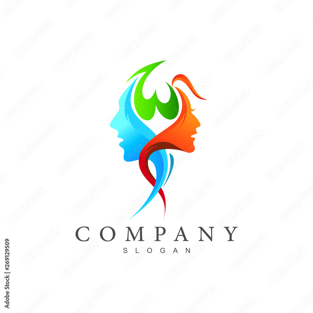 human face logo,cosmetic symbol, beauty icon, logo letter w Stock ...