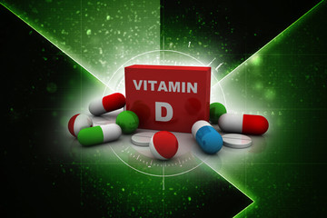 Wall Mural - 3d rendering vitamin D tablets