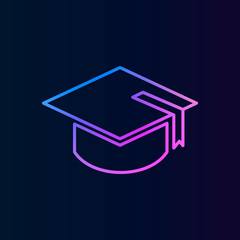 Poster - square academic cap nolan icon. Simple thin line, outline vector of Education icons for UI and UX, website or mobile application