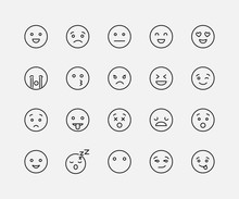Modern Outline Style Emoji Icons Collection.