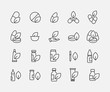 Simple set of alternative medicine related outline icons.