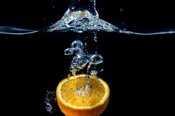 Orange with fresh water splash