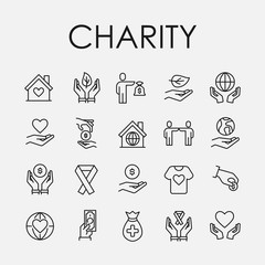 Poster - Charity related vector icon set.