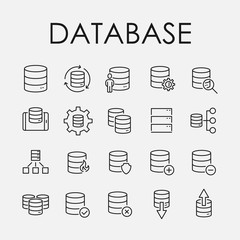 Poster - Simple set of database related outline icons.