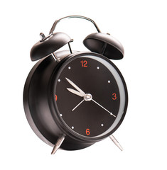 Black Alarm clock isolated on a white background