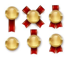 Wall Mural - award medal 3d realistic vector color illustration set