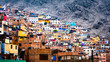 Different colorful slum buildings in Lima, Peru