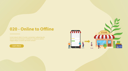 Poster - o2o online to offline e-commerce new concept technology with store and website page for website temp