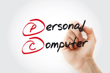 Poster - hand writing personal computer, with marker, concept background