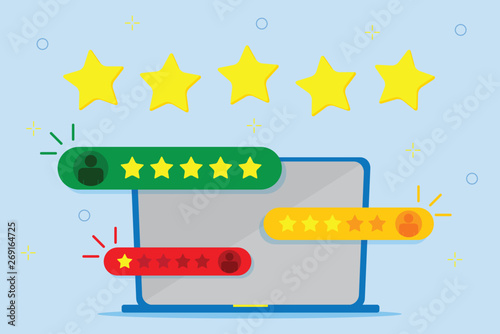 Fotografía Vector illustration laptop and five star rating