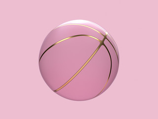 Wall Mural - pink pastel gold abstract ball/basketball 3d rendering sport object concept