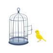 illustration with bird and open cage