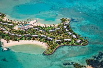 Luxury resort in Mauritius, tropical paradise, aerial view