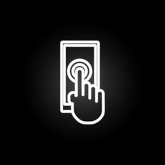 Poster - touch screen neon icon. Elements of intelligence set. Simple icon for websites, web design, mobile app, info graphics