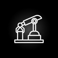 Poster - robot in production neon icon. Elements of intelligence set. Simple icon for websites, web design, mobile app, info graphics