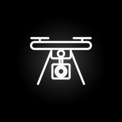Poster - drone with camera neon icon. Elements of intelligence set. Simple icon for websites, web design, mobile app, info graphics