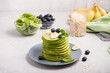 Green spinach pancakes, healthy breakfast or snack, vegetarian food