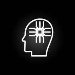 Poster - chip in person neon icon. Elements of intelligence set. Simple icon for websites, web design, mobile app, info graphics