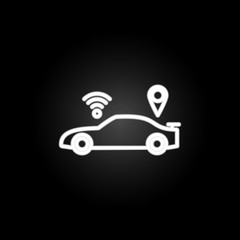 Poster - smart car neon icon. Elements of intelligence set. Simple icon for websites, web design, mobile app, info graphics