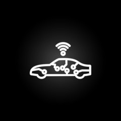 Poster - digital car neon icon. Elements of intelligence set. Simple icon for websites, web design, mobile app, info graphics