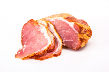 Pork ham. Cold meat on a white background.